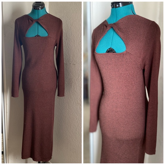 Rails Dresses & Skirts - SOLD RAILS brown long bodycon sweater open-slit dress Size M